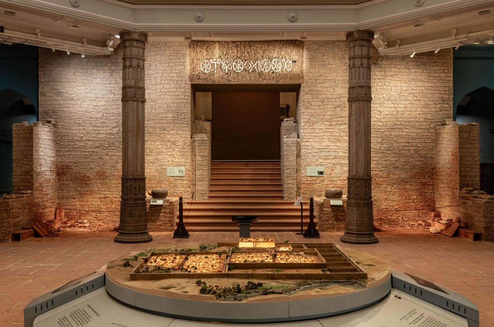 Museum gallery with a scale model of a Harappan city