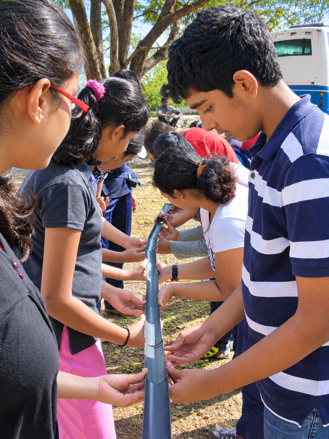 Students in a facilitated teamwork activity during an on-campus module