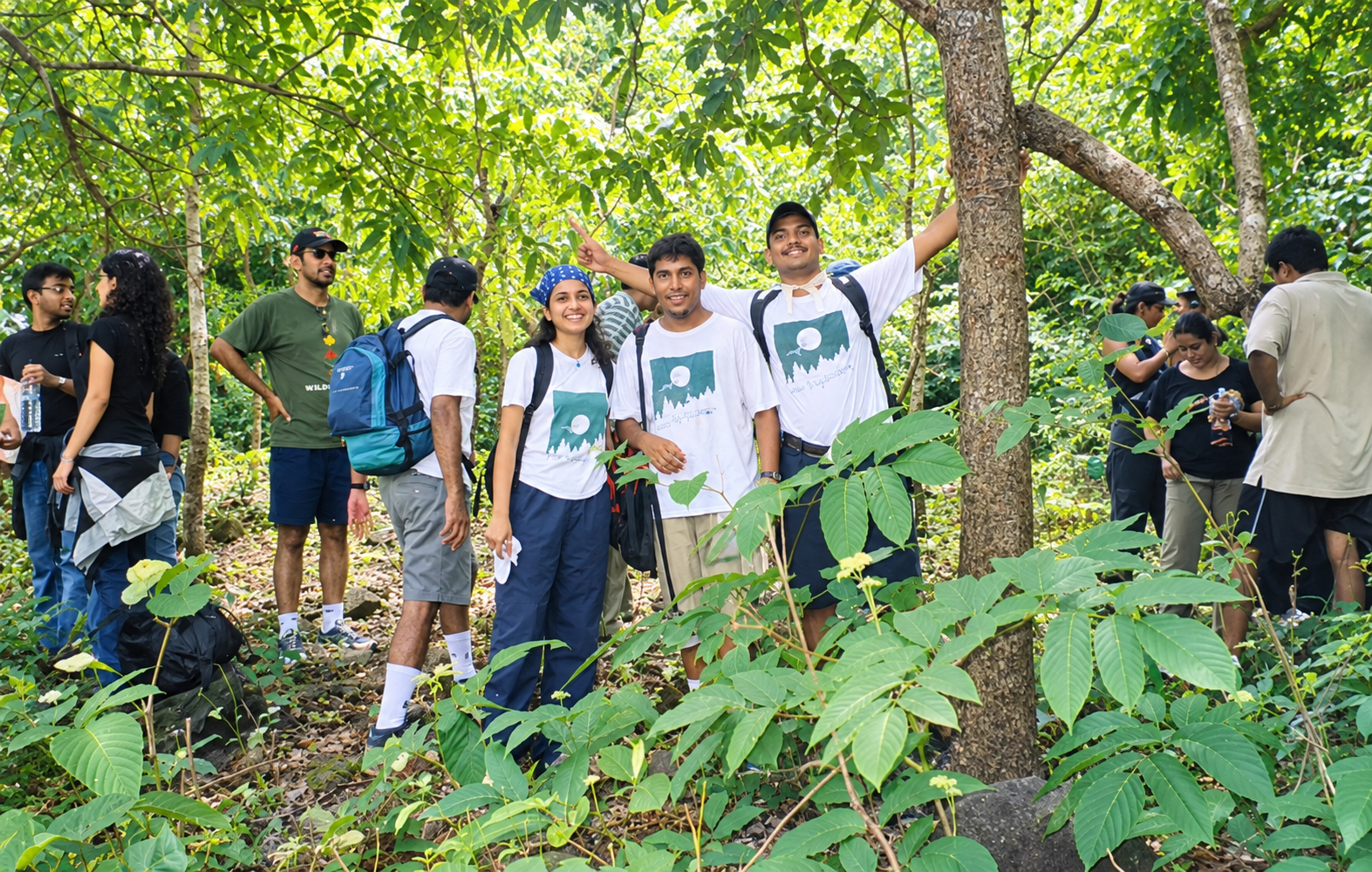 Students in the forest on an outbound camp