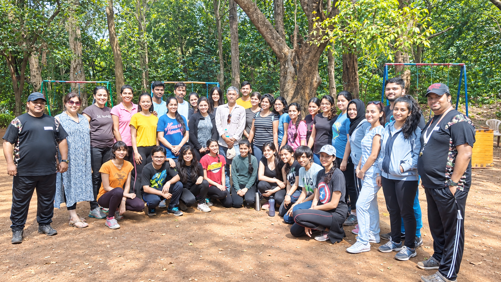 The outbound camp group together after activities